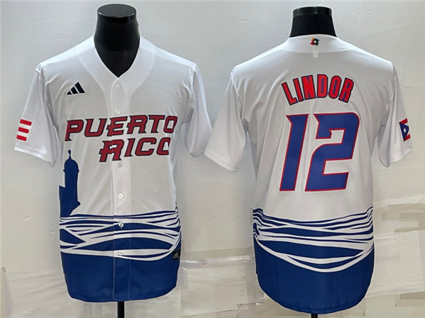 Men's Puerto Rico Baseball ACTIVE PLAYER Custom 2023 White World Baseball Classic Stitched Jersey